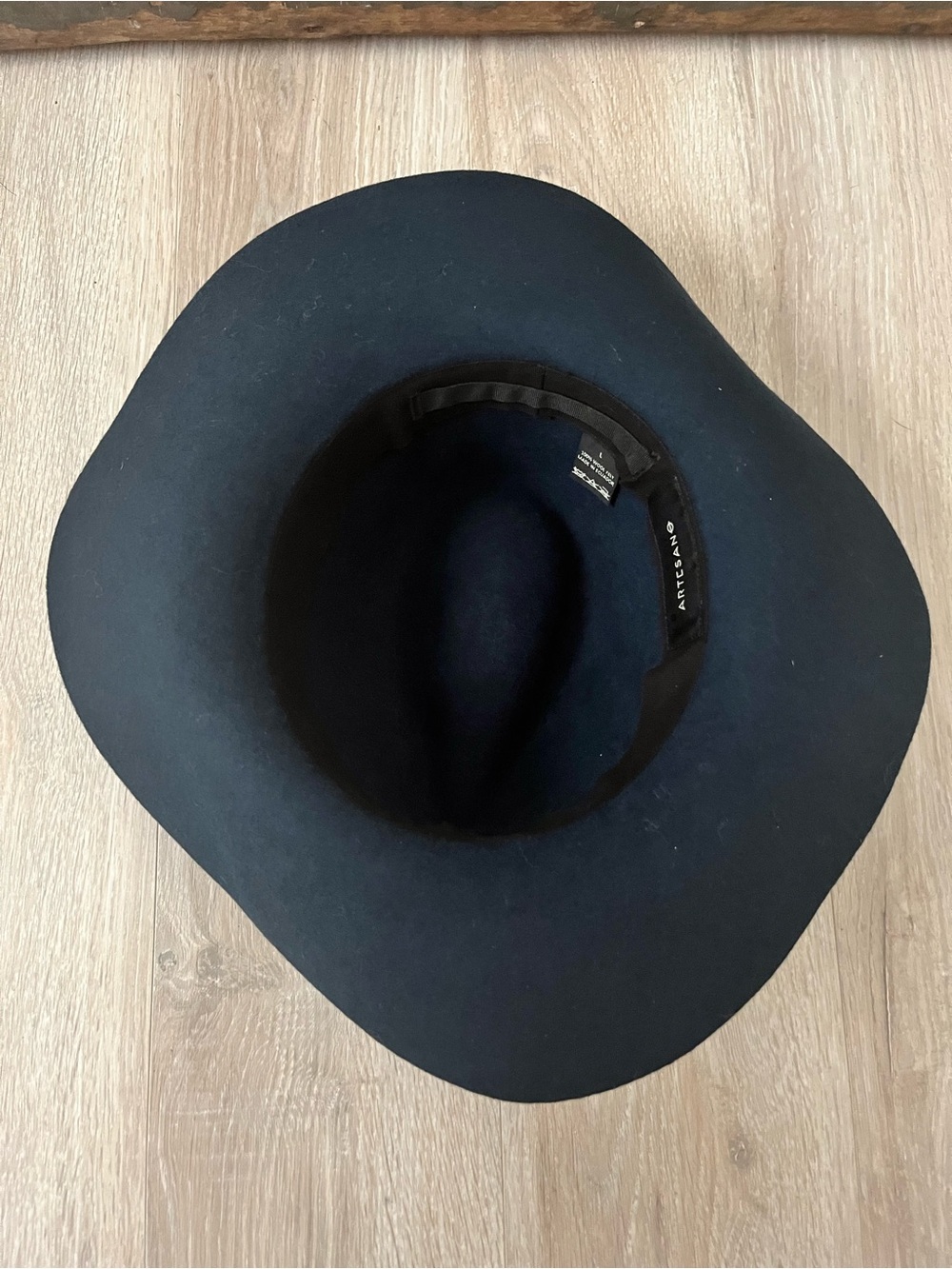 Artesano Women’s Wide Brim Wool Fedora with Decorative Cord Navy Large - Picture 5 of 7